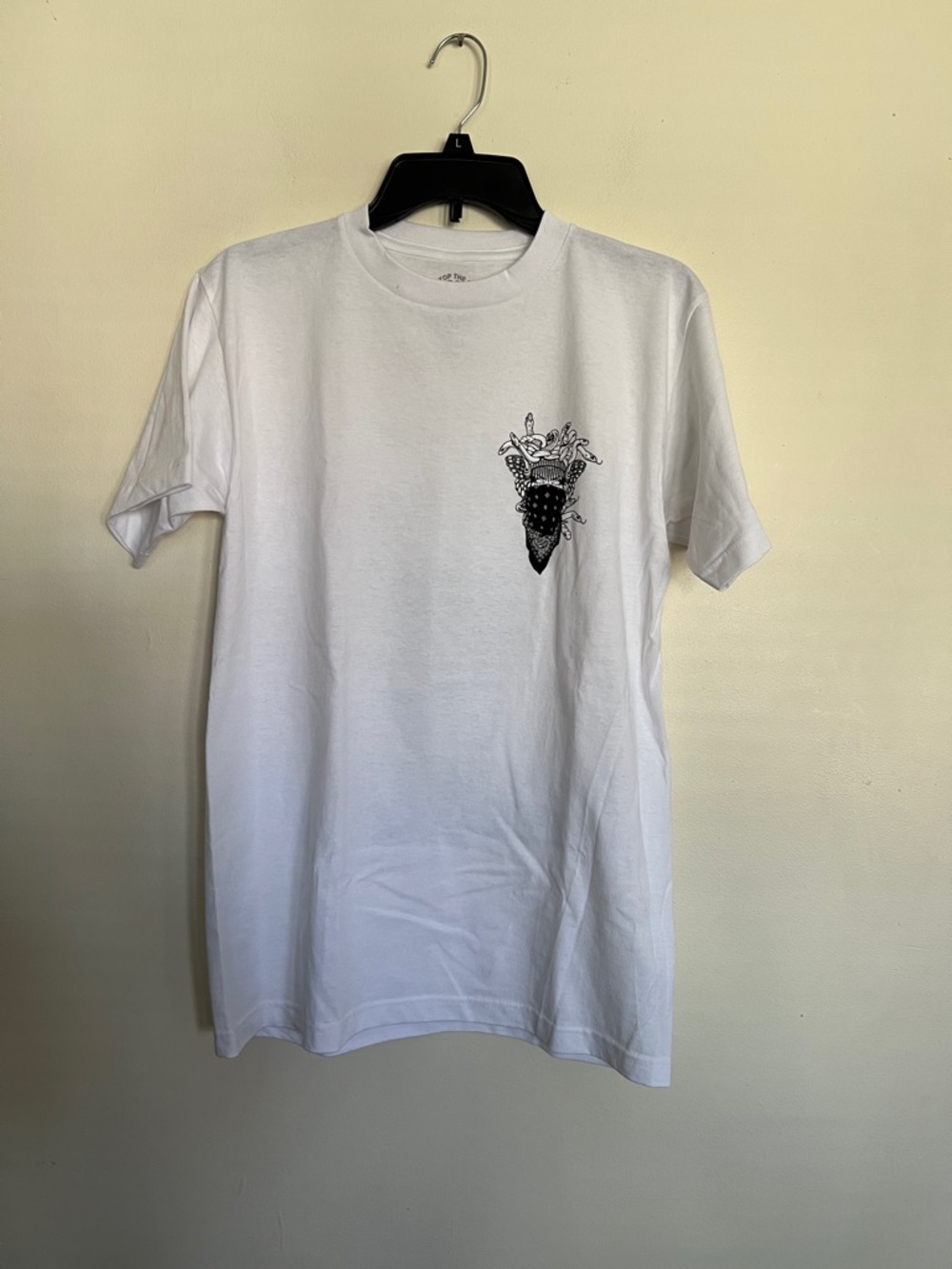 Crooks & Castles White Tee with Black Chest Graphic